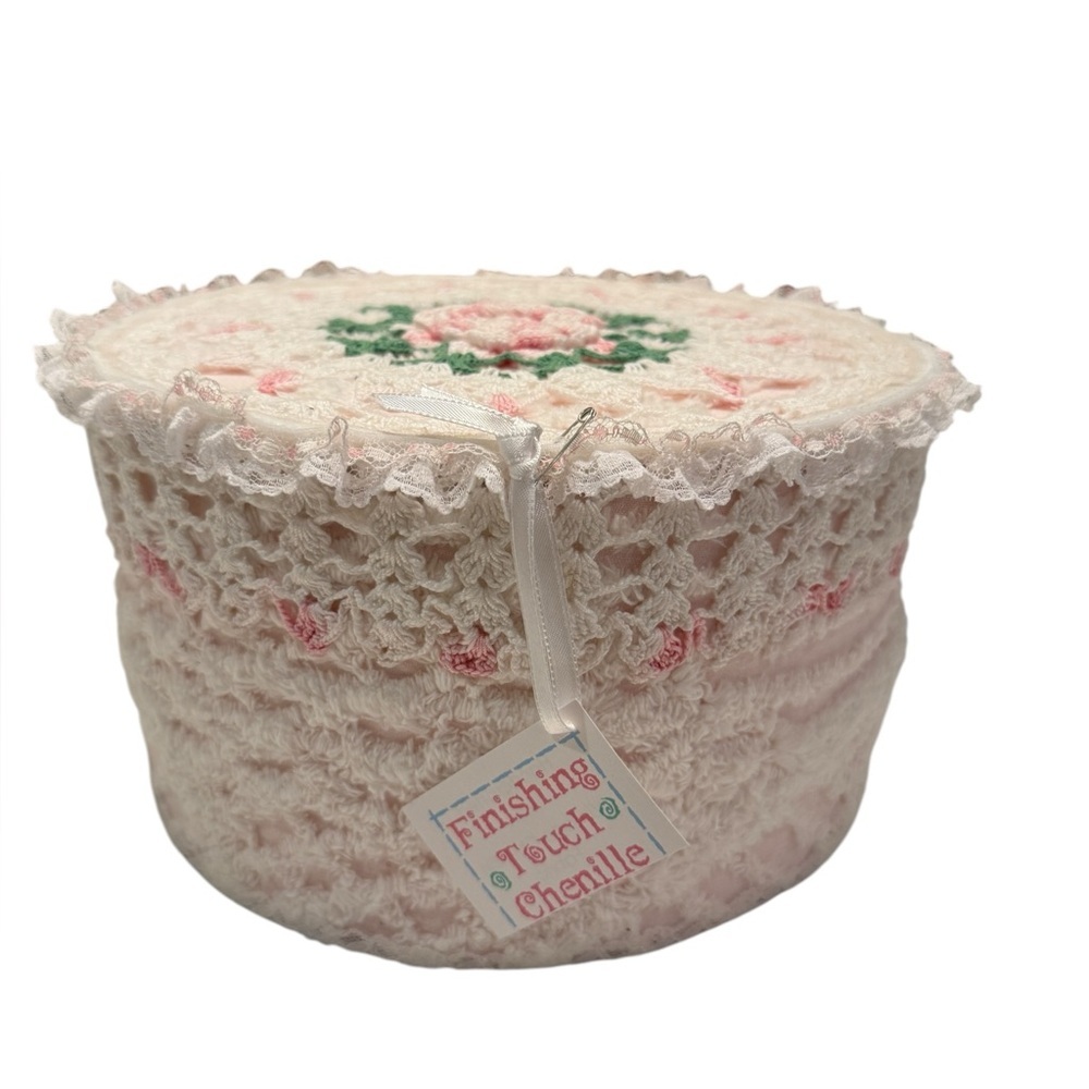 CHENILLE PINK BABY Shower Girl Cake FLORAL.  Retro.  Vintage Cottage Core